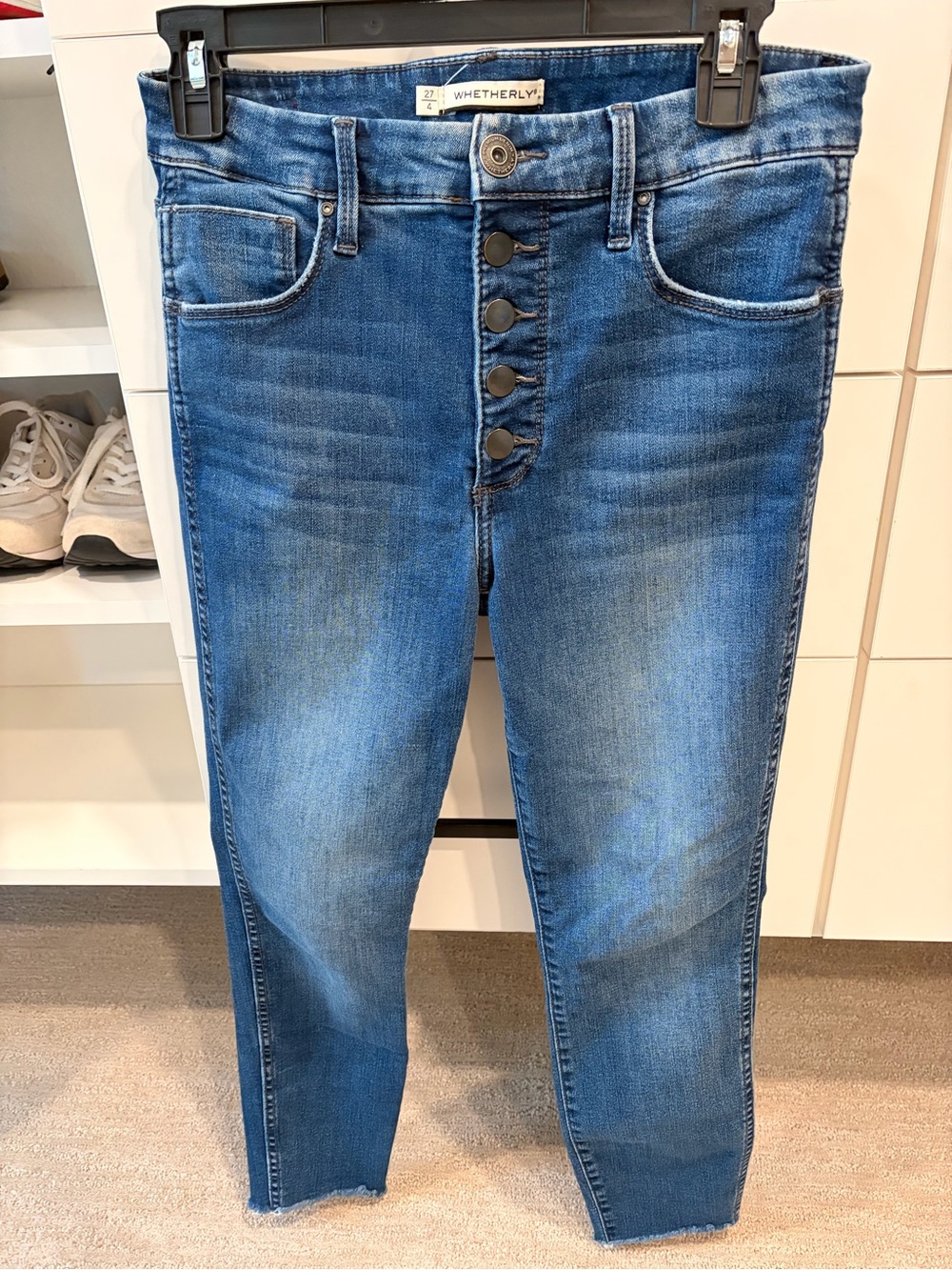 Whetherly Medium Blue Button-Fly Skinny Jeans